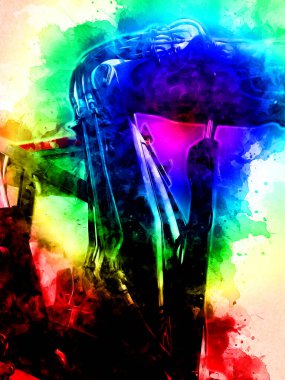 Ekskavatör illüstrasyon izole renk sanat eseri