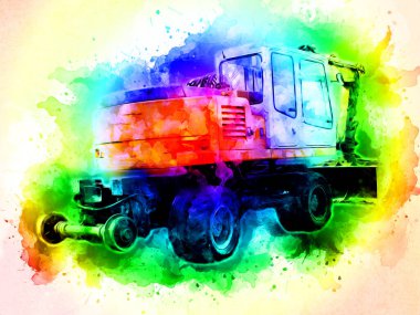 Ekskavatör illüstrasyon izole renk sanat eseri