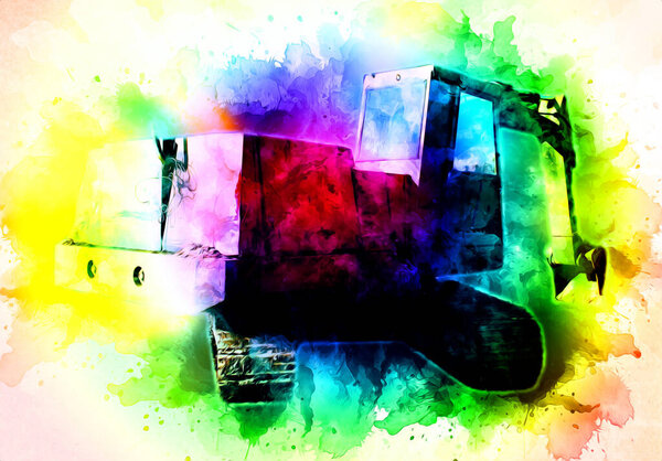 Excavator illustration color isolated art work