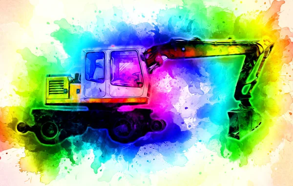 Excavator illustration color isolated art work