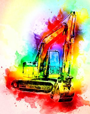Ekskavatör illüstrasyon izole renk sanat eseri