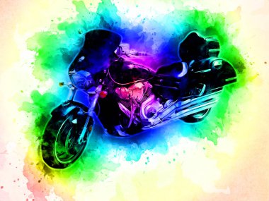 Motosiklet görüntüleme rengi izole edilmiş sanat antika retro