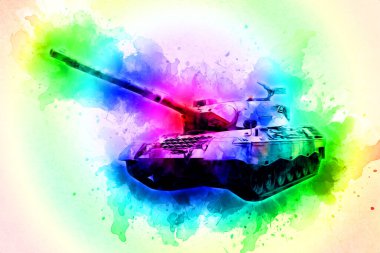 Vintage tank izole çizim sanat illüstrasyonu