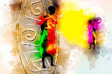 Afrikalı etnik retro-klasik illüstrasyon