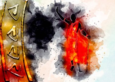 Afrikalı etnik retro-klasik illüstrasyon