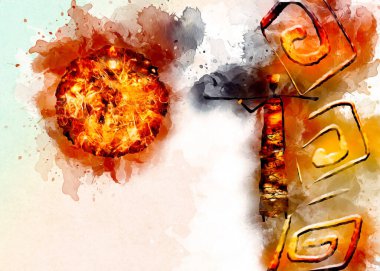 Afrikalı etnik retro-klasik illüstrasyon