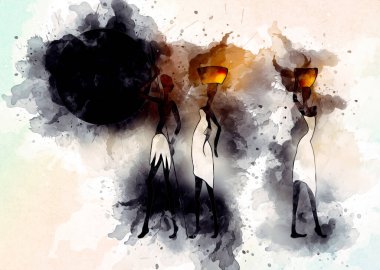 Afrikalı etnik retro-klasik illüstrasyon