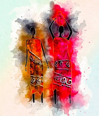 Afrikalı etnik retro-klasik illüstrasyon