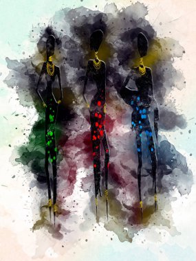 Afrikalı etnik retro-klasik illüstrasyon