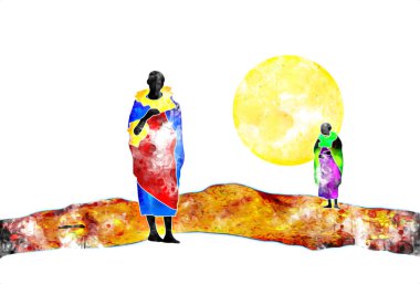 Afrikalı etnik retro-klasik illüstrasyon