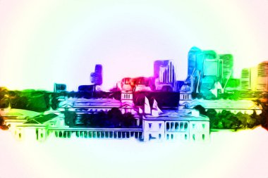 Londra 'nın büyük Ben sanat eseri çizimi, çizim, eğlenceli tasarım, antika retro