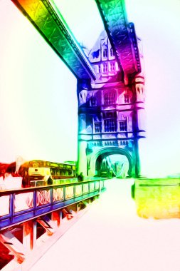 Londra 'nın büyük Ben sanat eseri çizimi, çizim, eğlenceli tasarım, antika retro