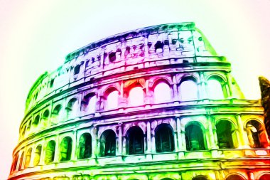 Roma İtalya sanatı eskiz çizimi eğlenceli tasarım antika retro