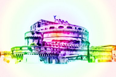 Roma İtalya sanatı eskiz çizimi eğlenceli tasarım antika retro