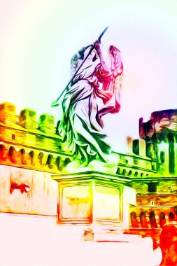 Roma İtalya sanatı eskiz çizimi eğlenceli tasarım antika retro