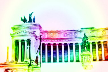 Roma İtalya sanatı eskiz çizimi eğlenceli tasarım antika retro