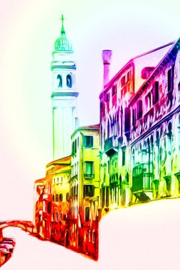 Venedik sanat eskizi çizimi eğlenceli tasarım antika retro