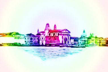 Venedik sanat eskizi çizimi eğlenceli tasarım antika retro