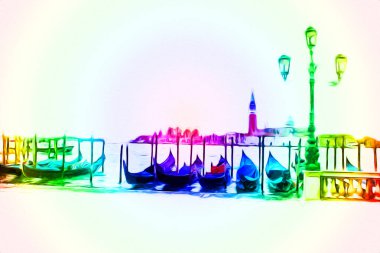 Venedik sanat eskizi çizimi eğlenceli tasarım antika retro