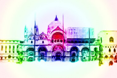 Venedik sanat eskizi çizimi eğlenceli tasarım antika retro