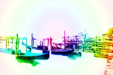 Venedik sanat eskizi çizimi eğlenceli tasarım antika retro