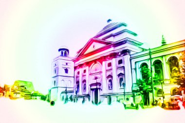 Varşova şehir manzarası dış sanat çizimi çizimi