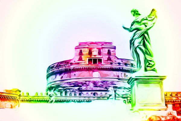 Roma İtalya sanatı eskiz çizimi eğlenceli tasarım antika retro