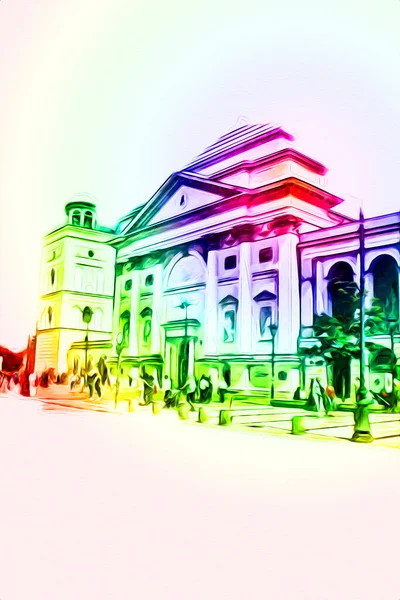 Varşova şehir manzarası dış sanat çizimi çizimi