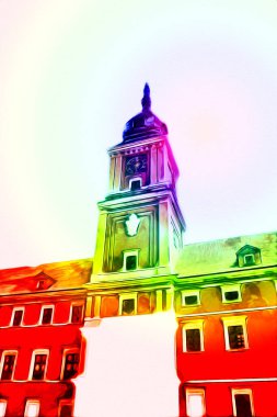 Varşova şehir manzarası dış sanat çizimi çizimi