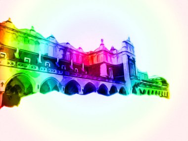 Eski şehir Krakow sanat illüstrasyonları antika