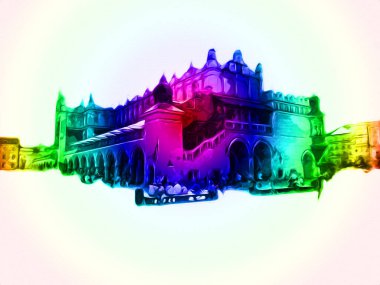 Eski şehir Krakow sanat illüstrasyonları antika