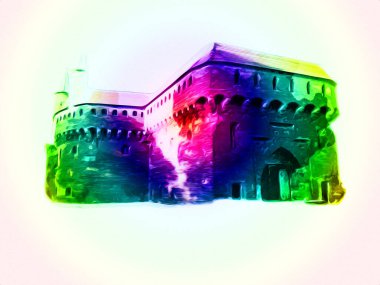 Eski şehir Krakow sanat illüstrasyonları antika