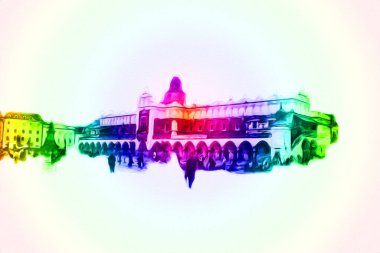 Eski şehir Krakow sanat illüstrasyonları antika