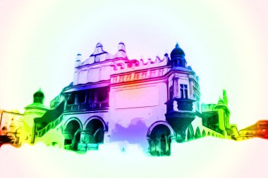 Eski şehir Krakow sanat illüstrasyonları antika