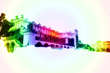 Eski şehir Krakow sanat illüstrasyonları antika