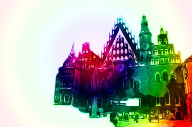 Wroclaw City Poland antika sanat eskizi çizimi