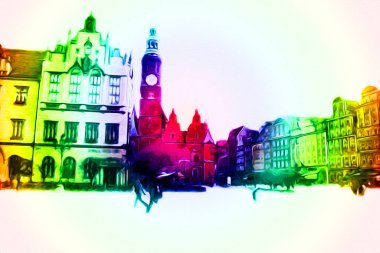 Wroclaw City Poland antika sanat eskizi çizimi