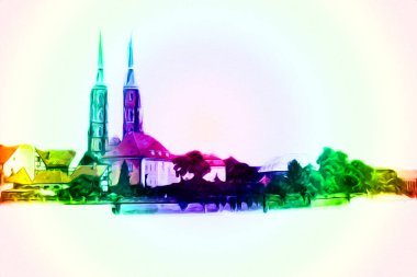 Wroclaw City Poland antika sanat eskizi çizimi