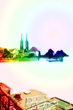 Wroclaw City Poland antika sanat eskizi çizimi