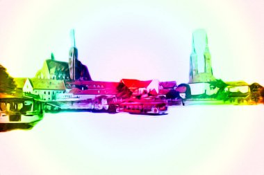 Wroclaw City Poland antika sanat eskizi çizimi