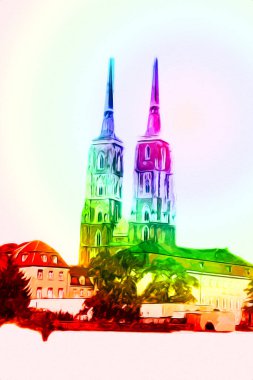 Wroclaw City Poland antika sanat eskizi çizimi