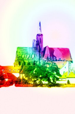 Wroclaw City Poland antika sanat eskizi çizimi