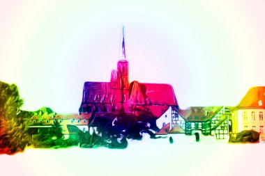 Wroclaw City Poland antika sanat eskizi çizimi