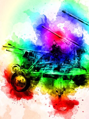 Uçaksavar silah sanatı illüstrasyon askeri çizim