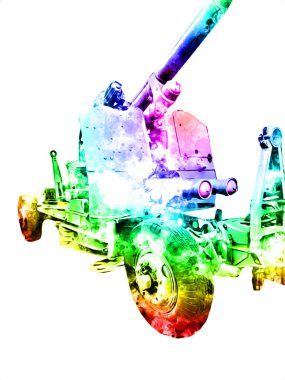 Uçaksavar silah sanatı illüstrasyon askeri çizim