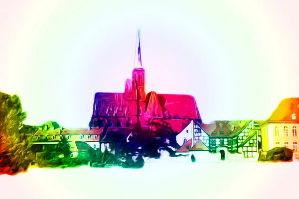 Wroclaw City Poland antika sanat eskizi çizimi