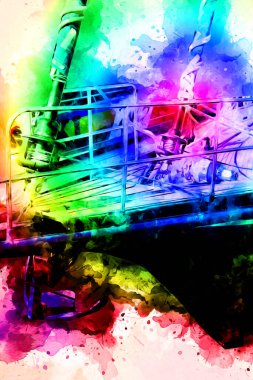 Yelkenli tekneler marina sanat illüstrasyonuna yerleştirildi.