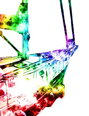 Yelkenli tekneler marina sanat illüstrasyonuna yerleştirildi.