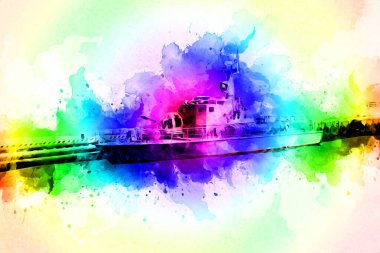 Askeri gemi, Atlantik Denizi 'nin engebeli çizimlerinden geçiyor.