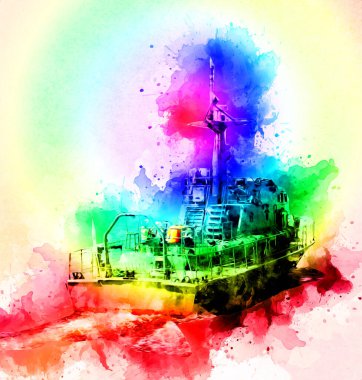 Askeri gemi, Atlantik Denizi 'nin engebeli çizimlerinden geçiyor.